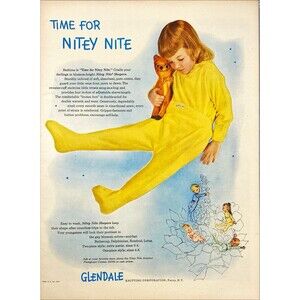 Glendale Nitey Night Children's Sleepers "Child Sleeping" Vintage Print Ad 1948